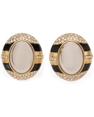 Roberto Cavalli Crystal-Embellished Oval Earrings - Natural
