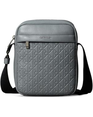 Calvin Klein Logo-Embossed Messenger Bag - Grey