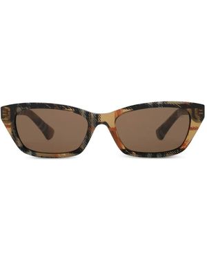 Burberry Gradient-Check Rectangular Sunglasses - Brown
