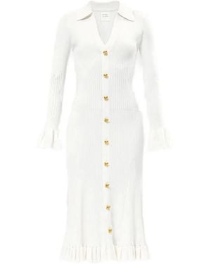 Hervé Léger Vestido midi Hallie con volantes - Blanco