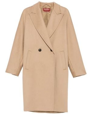 Max Mara Double-Breasted Notched-Lapel Coat - Natural
