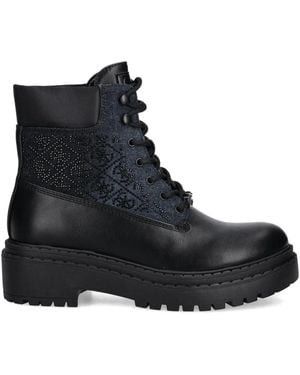 Guess Embellished Lace-Up Boots - Black