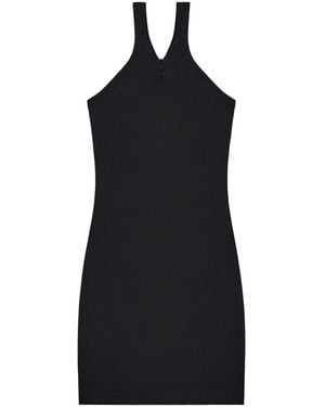 Courreges Ribbed Stretch Cotton Mini Dress With Embroidery - Black