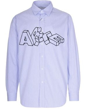 Arte' Logo Stripe Shirt - Blue