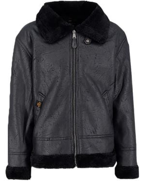 Alpha Industries Veste Zippée En Fourrure Artificielle - Black