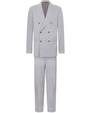 Brooks Brothers Double-Breasted Virgin Wool Suit - Grey