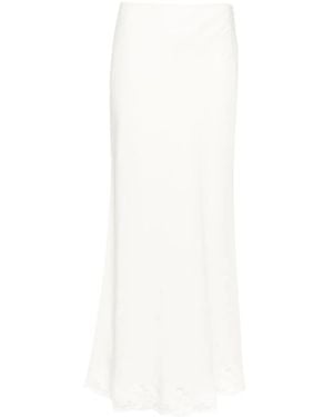RIXO London Falda Midi Con Ribete De Encaje - Blanco