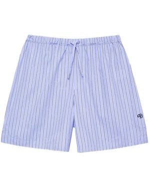 Anine Bing Ramy Pinstripe Shorts - Blue