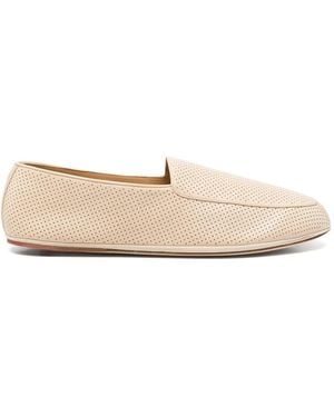 Loro Piana Mocassins Anton Walk En Cuir À Design Perforé - Natural