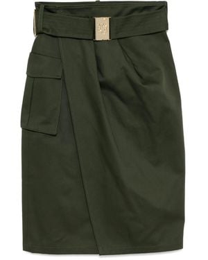 Elie Saab Gabardine Wrap Skirt - Green
