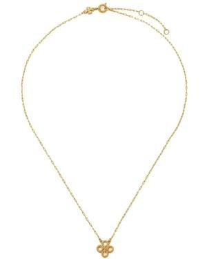 Tory Burch Forget Me Not Clover Pendant Necklace - White