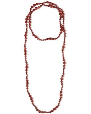 Neeka Studios Long Beaded Necklace - Red