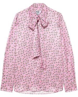 MSGM Schluppenhemd Mit Print - Pink