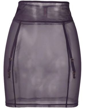 Maison Close L'Amoureuse Sheer-Mesh Waspie Corset - Purple