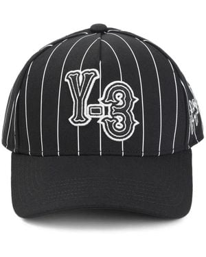 Y-3 Nadelstreifen-Baseballkappe Mit Logo-Applikation - Schwarz