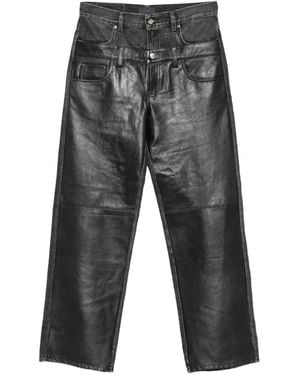 Haikure Panelled Leather-Trimmed Jeans - Grey