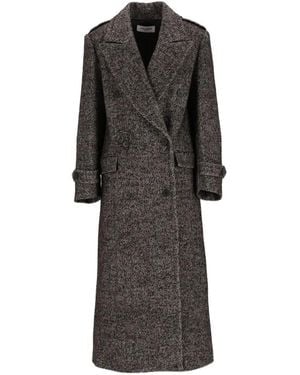 Al Duca d'Aosta Chevron-Pattern Double-Breasted Coat - Black