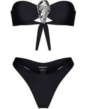 Korobeynikov Shell-Embellished Bikini - Black