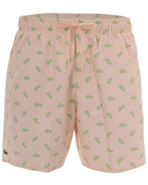 Lacoste Crocodile-Print Swim Shorts - Natural