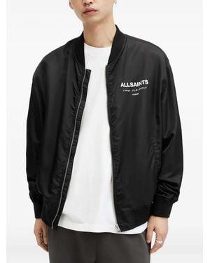 AllSaints Logo-Print Bomber Jacket - Black