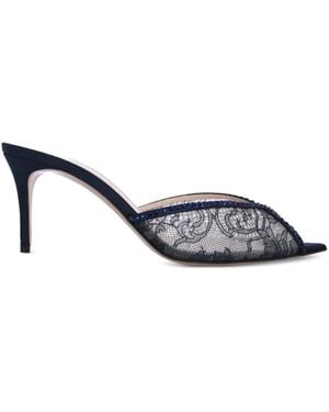 Andrea Wazen 75Mm Katy Lace-Embellished Mules - Blue