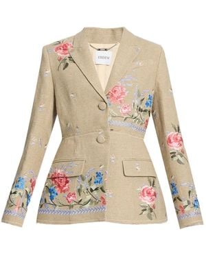 Erdem Floral-Embroidered Blazer - White
