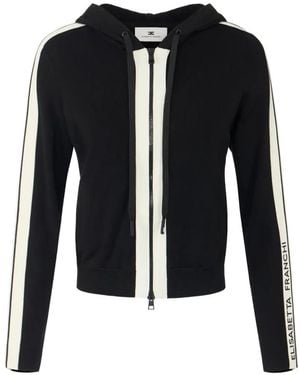 Elisabetta Franchi Two-Colour Knit Sweatshirt With Logo - Blue