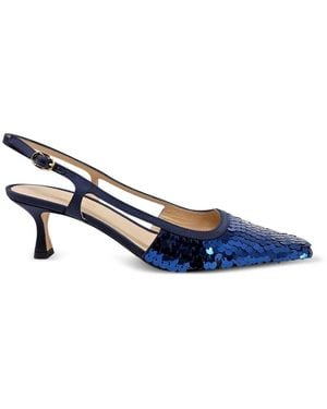 Roberto Festa Siviglia Sequin-Embellished Snip-Toe Slingback Court Shoes - Blue