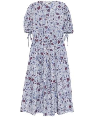 Ulla Johnson Adriana Gathered Floral Midi Dress - Blue