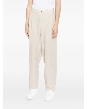 Giorgio Armani Striped Linen Trousers - Natural