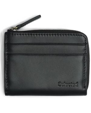 SELECTED Zipped Leather Wallet - Black