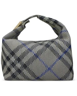 Burberry Plaid-Pattern Tote Bag - Blue