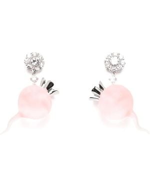 YVMIN Flower-Embellishment Drop Earrings - Natural