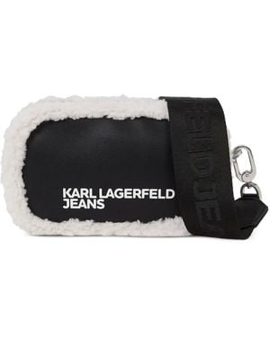 Karl Lagerfeld Shearling Camera Cross Body Bag - Black