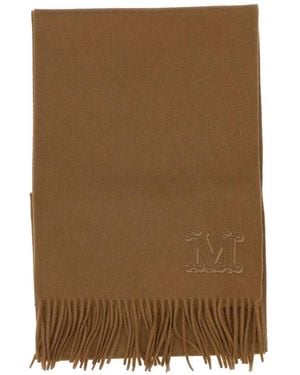 Max Mara Bufanda Bordada Con Flecos - Marrón