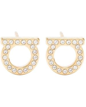 Ferragamo Gancini Crystal-Embellished Earrings - Natural