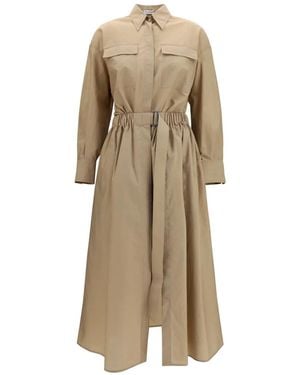 Brunello Cucinelli Midikleid Mit Brusttaschen - Natur