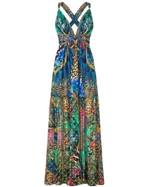 CAMILLA Beaded-Strap Maxi Dress - Blue