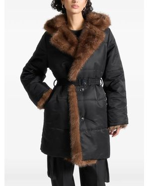 Manière De Voir Alima Faux-Fur Belted Coat - Black