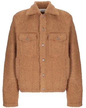 Laneus Textured Button-Fastening Shirt Jacket - Brown