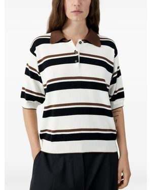 Cordera Striped Polo Top - Black