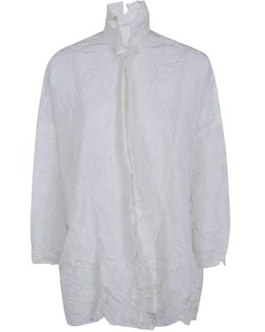 Daniela Gregis Crinkled-Finish High-Neck Shirt - Gray