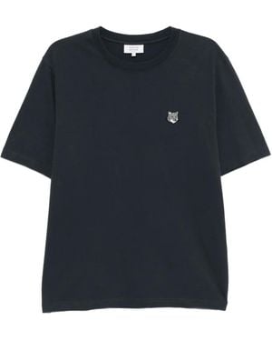 Maison Kitsuné Maison Kitsun㉠Fox-Head Embroidered T-Shirt - Blue