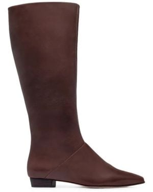 Bernardo Ramona Pointed-Toe Leather Knee-High Boots - Brown