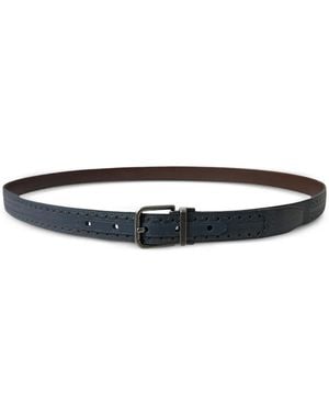 Dolce & Gabbana Perforated Reversible Leather Belt - White