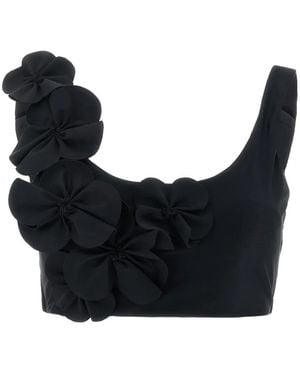 Goldbergh Chiarella Floral-Appliqué Bikini Top - Black