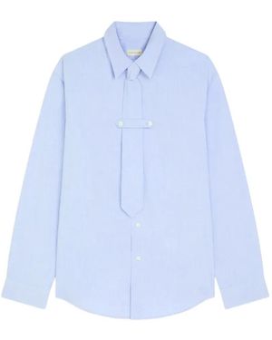 Dries Van Noten Classic Cotton Shirt With Tie - Blue