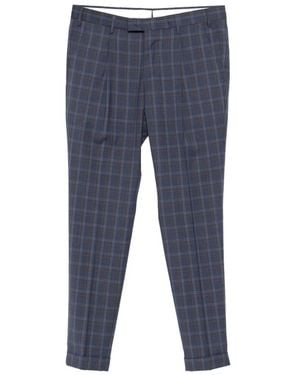 PT Torino Check-Pattern Pleated Trousers - Blue