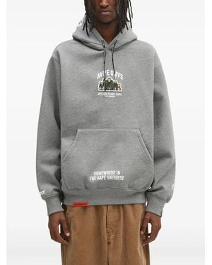 Aape By A Bathing Ape Text-Print Hoodie - Grey