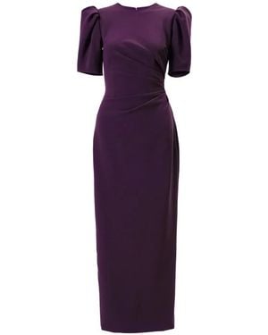 Carolina Herrera Gerafftes Kleid Mit Puffärmeln - Lila